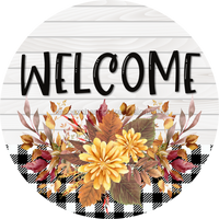 Thumbnail for Fall Floral Sign Welcome Dco-00797 For Wreath 10 Round Metal