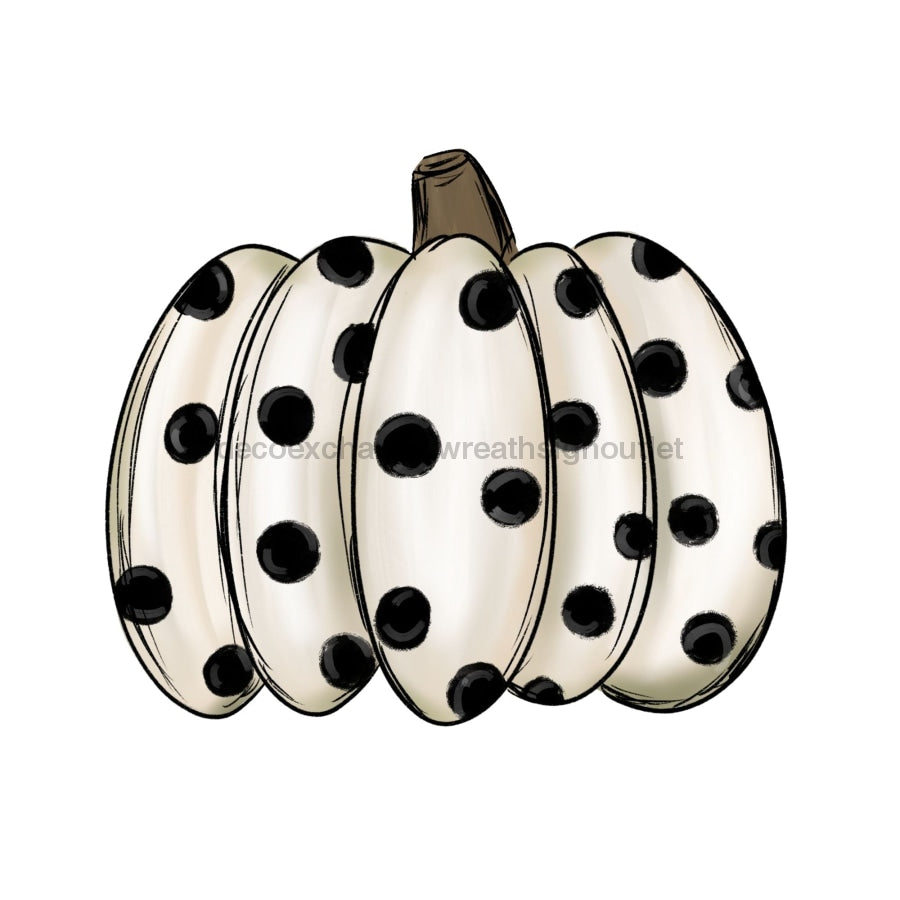 Fall Pumpkin Black and White Polka Dots, wood sign, DECOE-W-012 - DecoExchange¬Æ