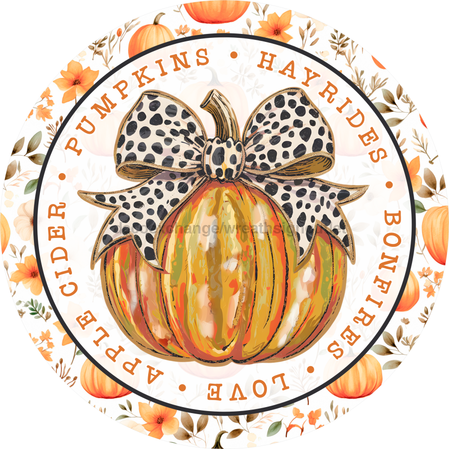 Fall Pumpkin Sign, DECOE-5266-D, Sign For Wreath, 10" Wood Sign