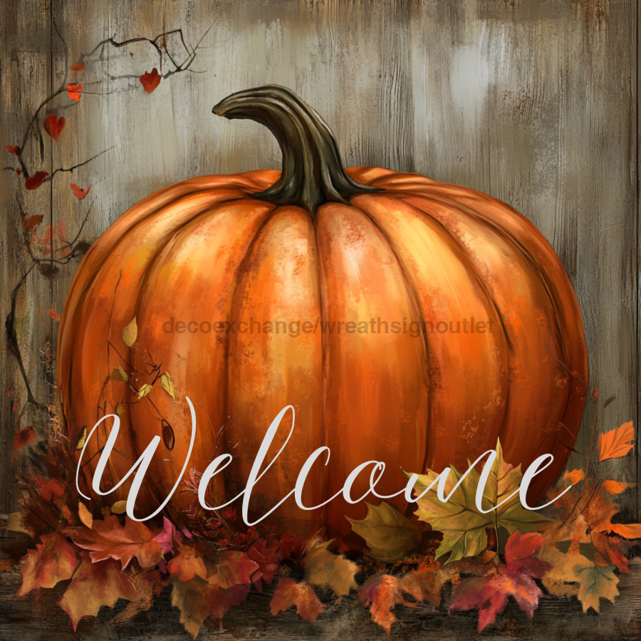 Fall Pumpkin Wall Art, MB-00043, Sign For Wreath, 10x10" Metal Sign