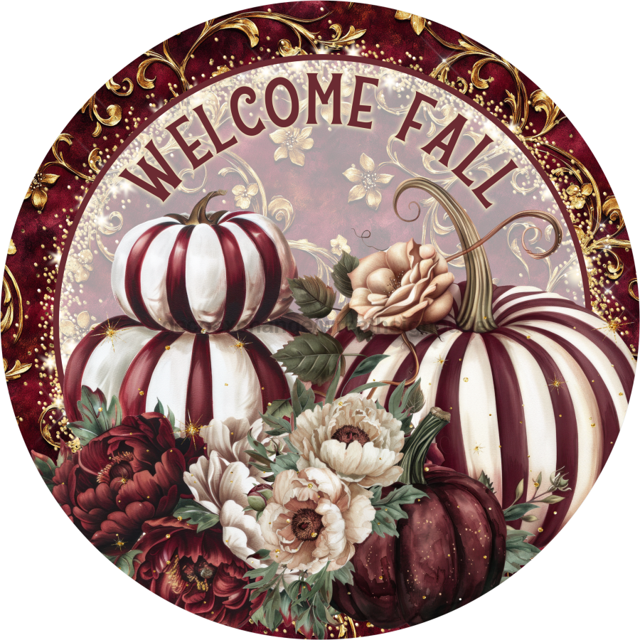 Fall Pumpking Sign, DECOE-5261-D, Sign For Wreath, 10" Wood Sign