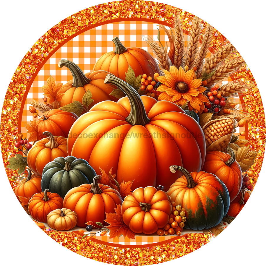 Fall Pumpkins Sign, DECOE-5272-D, Sign For Wreath, 10" Wood Sign