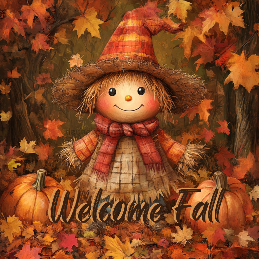 Fall Scarecrow Wall Art, MB-00037, Sign For Wreath, 10x10" Metal Sign