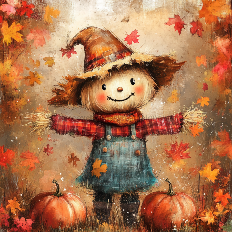Fall Scarecrow Wall Art, MB-00038, Sign For Wreath, 10x10" Metal Sign