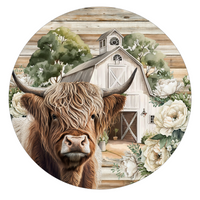 Thumbnail for Fall Cow 12" Metal Wreath Sign - DECOE-4599-A