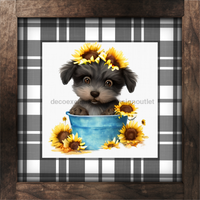 Thumbnail for Fall Dog 10x10" Metal Wreath Sign - DECOE-4546