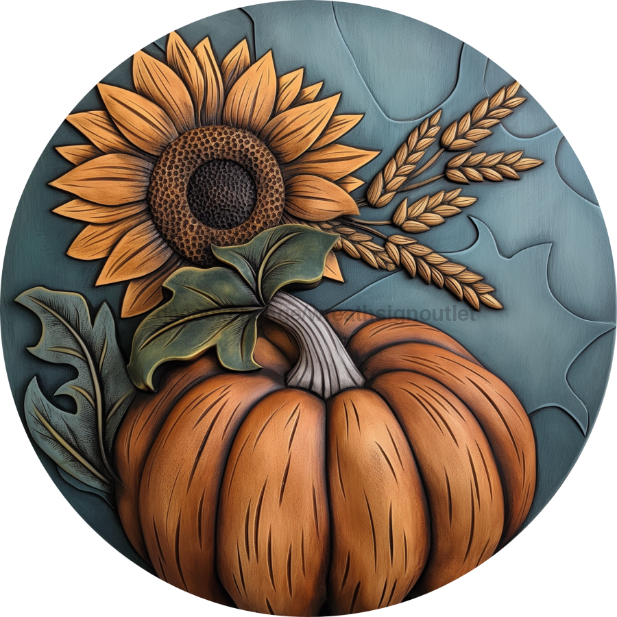 Fall Sign Pumpkin Dco-01756 For Wreath 10’ Round Metal