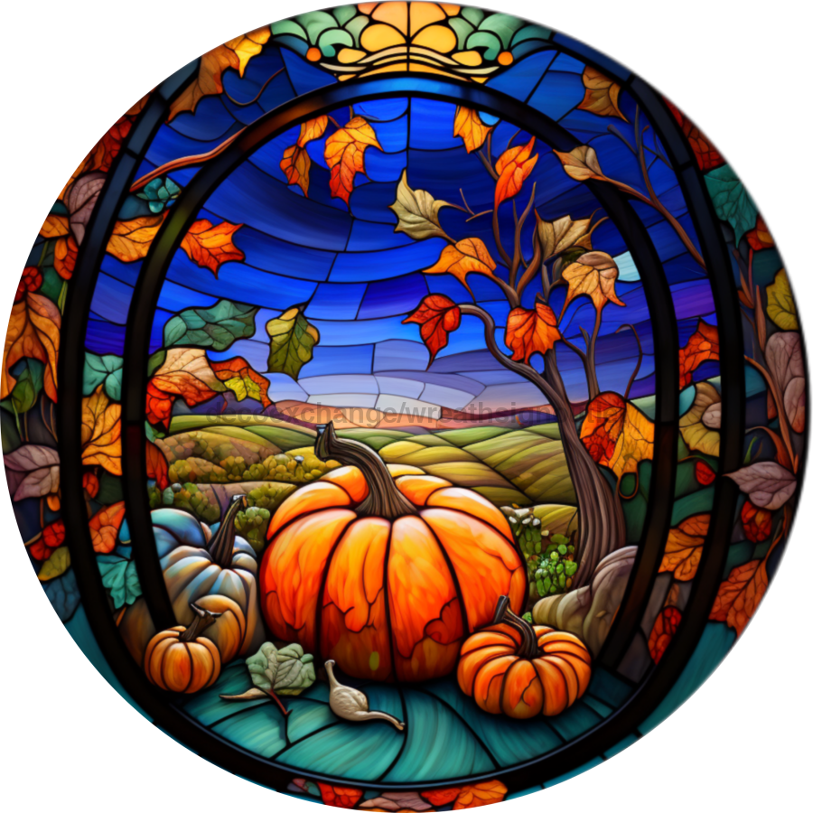 Fall Pumpkin 8" Metal Wreath Sign - DECOE-4543-B
