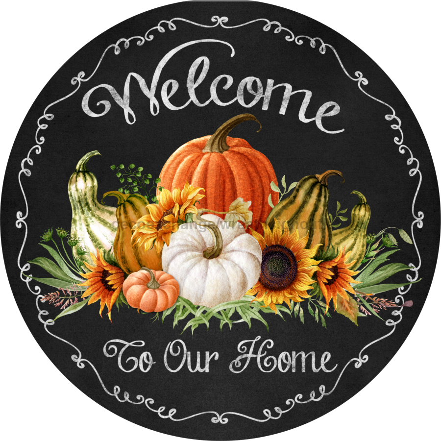Fall Pumpkin 12" Metal Wreath Sign - DECOE-4551-A