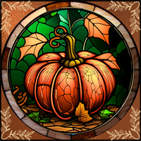 Thumbnail for Fall Stained Glass Pumpkin 10x10" Metal Wreath Sign - DECOE-4552