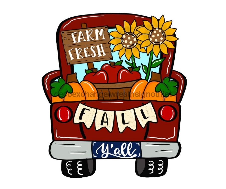 Fall Sign, Fall Truck, Pumpkin Sign, Autumn Sign, wood sign, CR-W-058 wood wreath sign, wreath size wood, fall