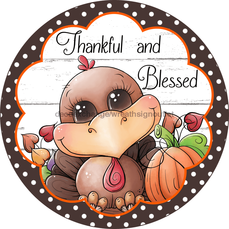 Wreath Sign, Fall Sign, Turkey Sign, 10" Round, Metal Sign, DECOE-107, DecoExchange, Sign For Wreath - DecoExchange