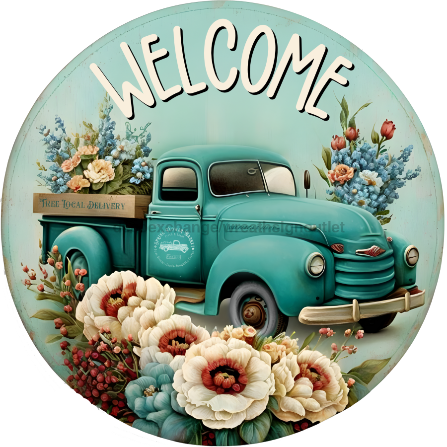 Fall Welcome 12" Metal Wreath Sign - DECOE-4559-A