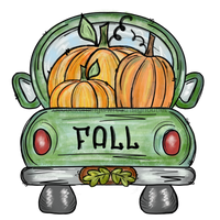 Thumbnail for Fall Truck with Pumpkins, wood sign, DECOE-W-001 wood wreath sign, wreath size wood, fall