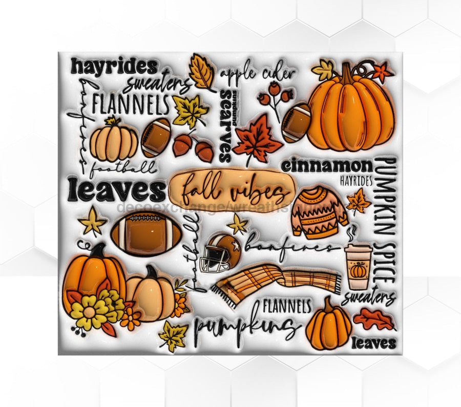Fall Vibes Tumbler, 20 oz Skinny Tumbler - DECOETUMBLER-348