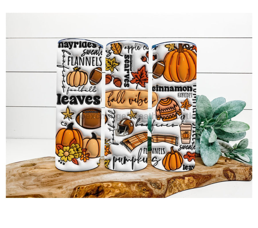 Fall Vibes Tumbler, 20 oz Skinny Tumbler - DECOETUMBLER-348