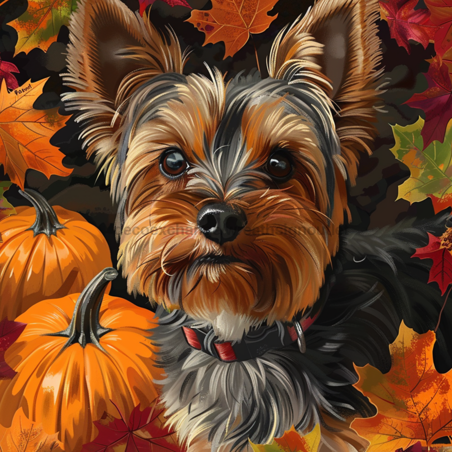 Fall Yorkie Mb-00021 Sign For Wreath 10X10‚Äô Metal