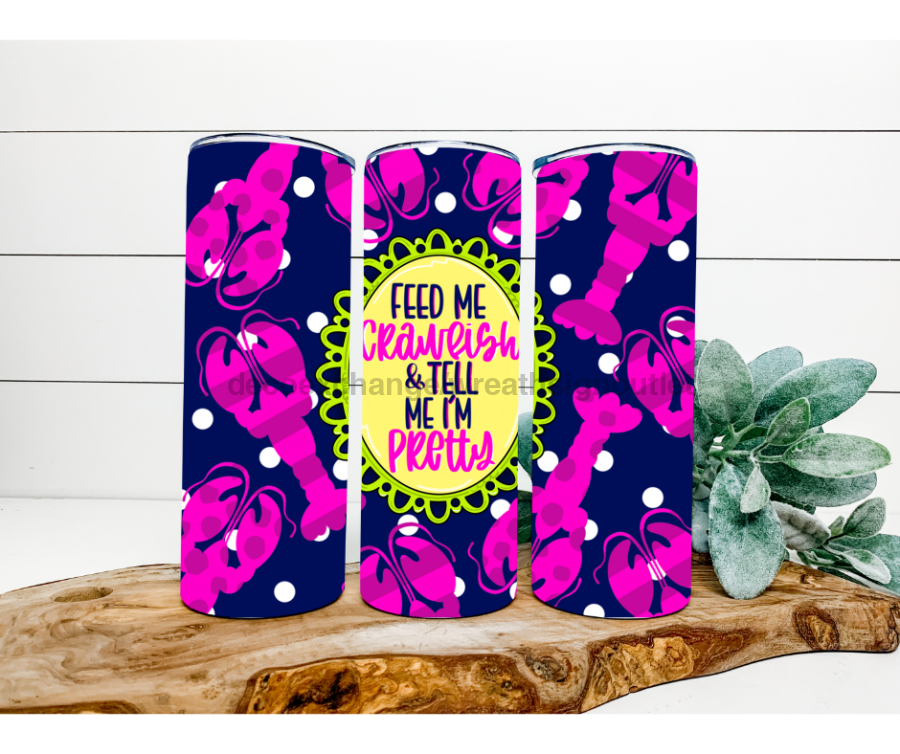 Feed Me Crawfish Tumbler, Louisiana Tumbler, 20 oz Skinny Tumbler - DECOETUMBLER-212