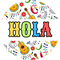 Thumbnail for Fiesta White Hola 10" Metal Wreath Sign - DBJ-0006