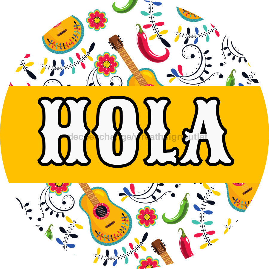 Fiesta Yellow Hola 10" Metal Wreath Sign - DBJ-0002