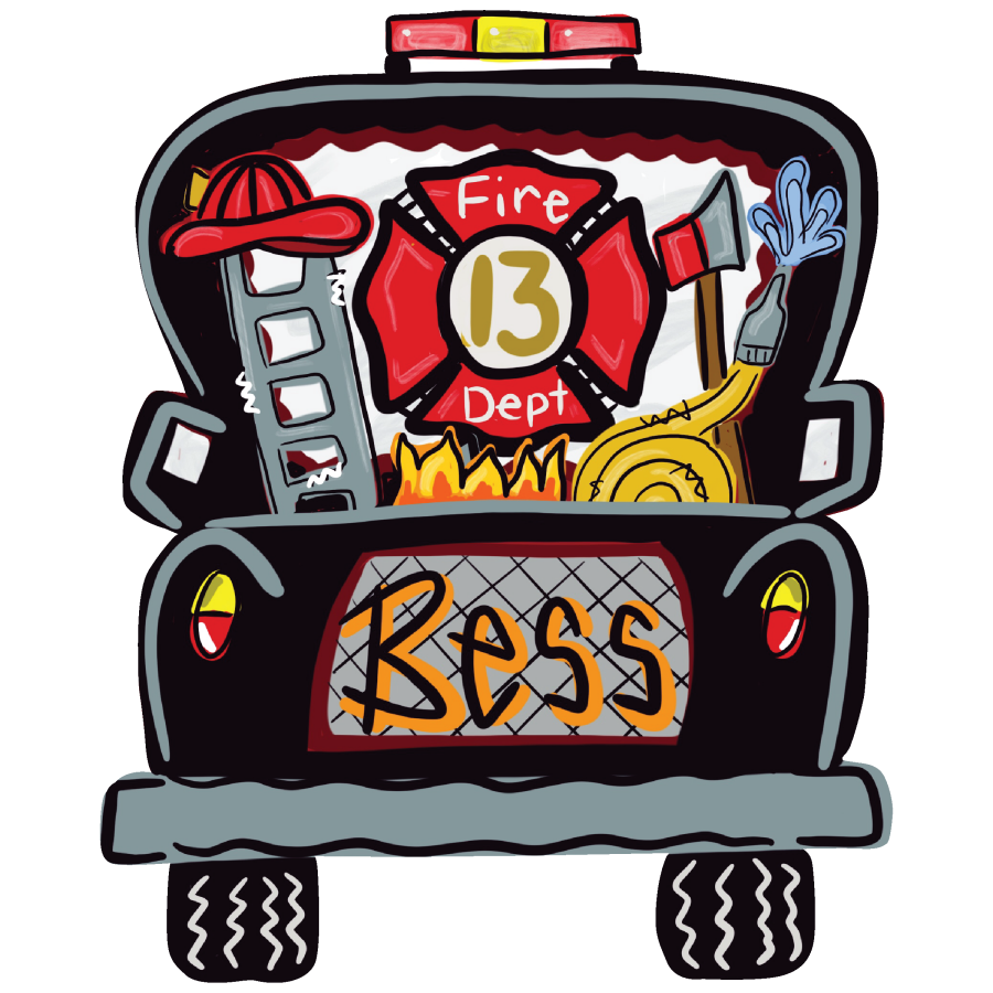 Fire Truck Fire Fighter 22" Wood Door Hanger - DECOE-W-138-DH