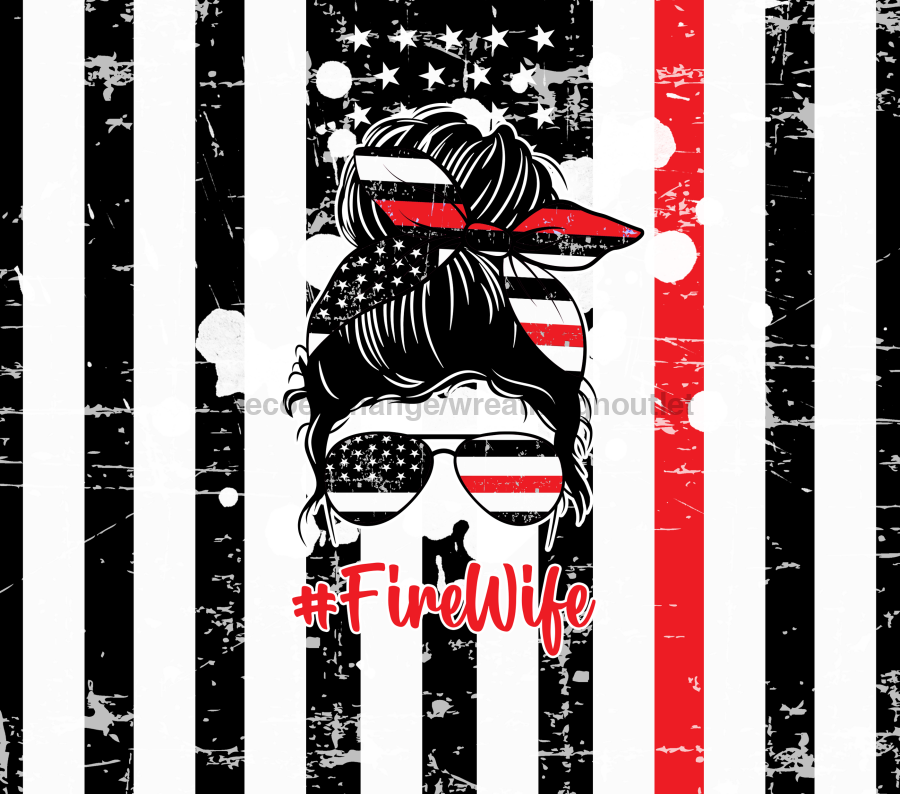 Fire Wife Tumbler, Flag with Red Line Tumbler 20 oz Skinny Tumbler - DECOETUMBLER-237