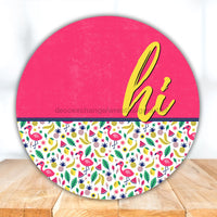 Thumbnail for Flamingo Door Hanger Summer Dco - 01425 - Dh 18’ Round Wood