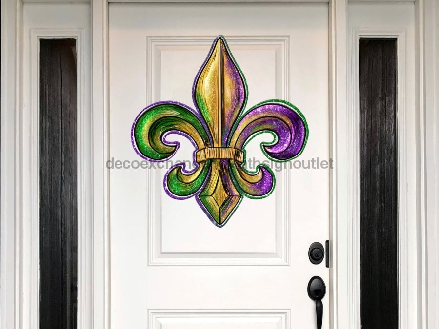 Fleur De Lis Mardi Gras Sign Louisiana Wood Sign Door Hanger Decoe-W-402 22