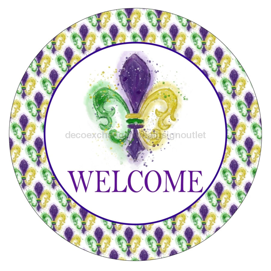 Fleur De Lis Sign, Mardi Gras Sign, DECOE-4067, 10" Metal Round