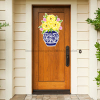 Thumbnail for Floral Cut Bow Holes 22" Wood Door Hanger - DECOE-W-903448-DH