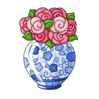 Thumbnail for Floral Ginger Jar PCD 22" Wood Door Hanger - PCD-W-118-DH