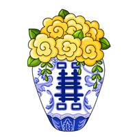 Thumbnail for Floral Ginger Jar PCD 22" Wood Door Hanger - PCD-W-119-DH