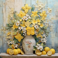 Thumbnail for Floral Lemon 10x10" Metal Wreath Sign - OAW-0040
