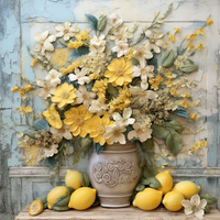 Thumbnail for Floral Lemon 10x10" Metal Wreath Sign - OAW-0042
