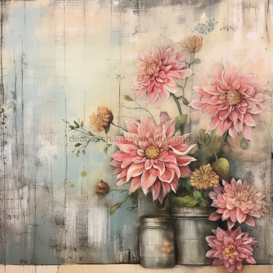 Floral 10x10" Metal Wreath Sign - OAW-0079