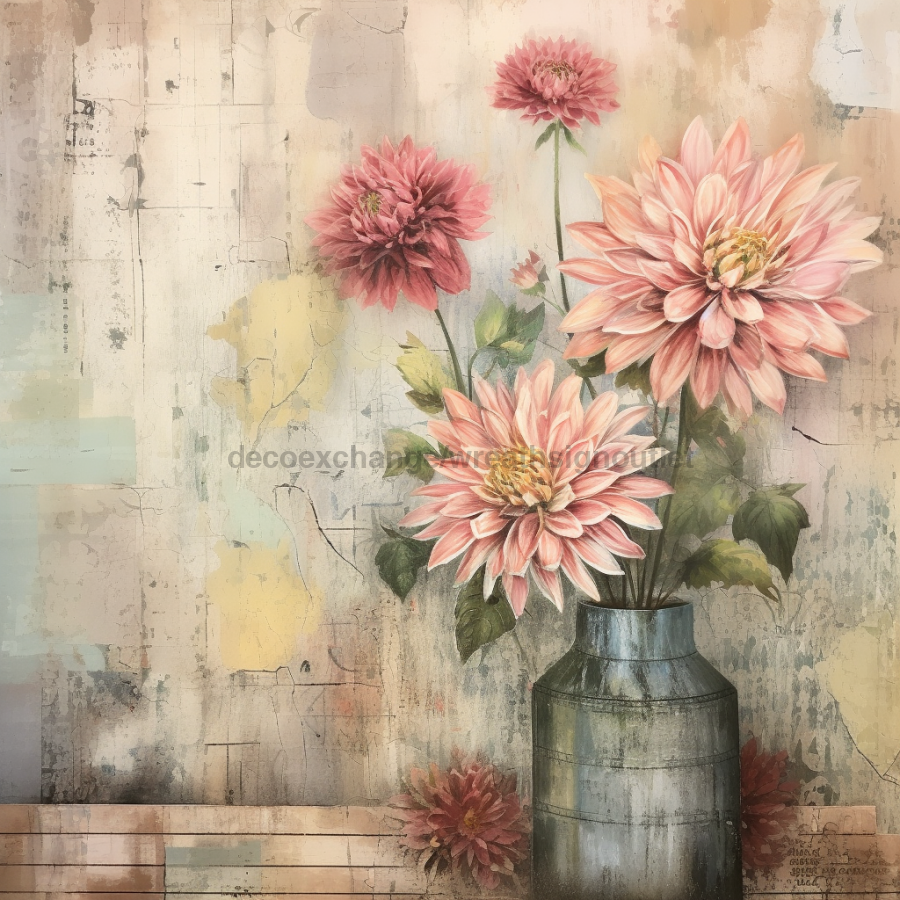 Floral 10x10" Metal Wreath Sign - OAW-0083