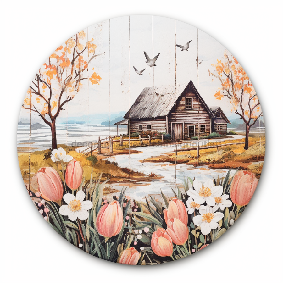 Floral Sign Spring Dco-00859 For Wreath 10 Round Metal