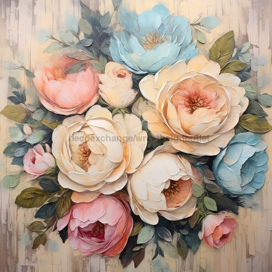 Floral Spring 10x10" Metal Wreath Sign - OAW-0097