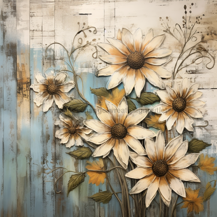 Floral Spring 10x10" Metal Wreath Sign - OAW-0103