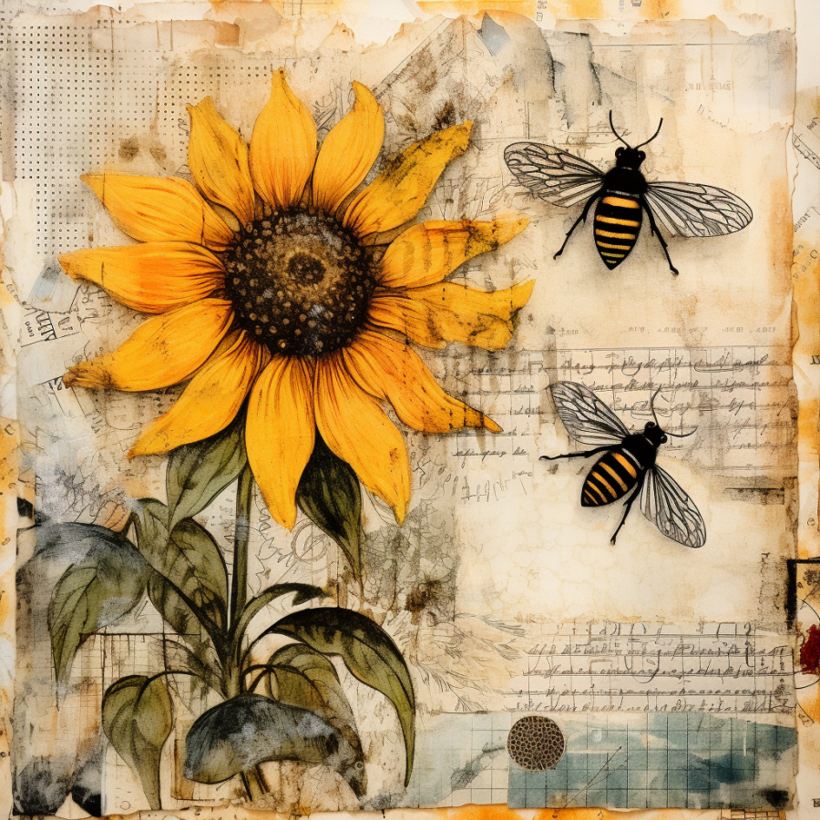 Floral Sun Flowers 10x10" Metal Wreath Sign - OAW-0036