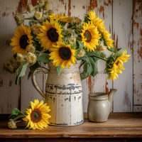 Thumbnail for Floral Sunflower 10x10" Metal Wreath Sign - OAW-0046