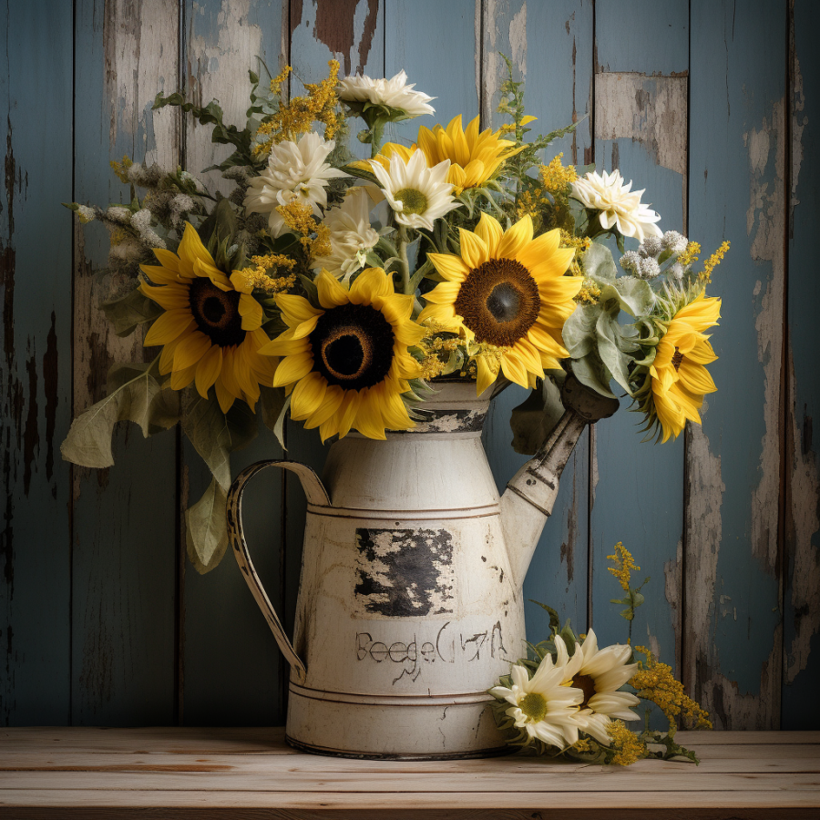 Floral Sunflower 10x10" Metal Wreath Sign - OAW-0052
