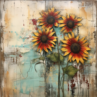 Thumbnail for Floral Sunflower 10x10" Metal Wreath Sign - OAW-0104