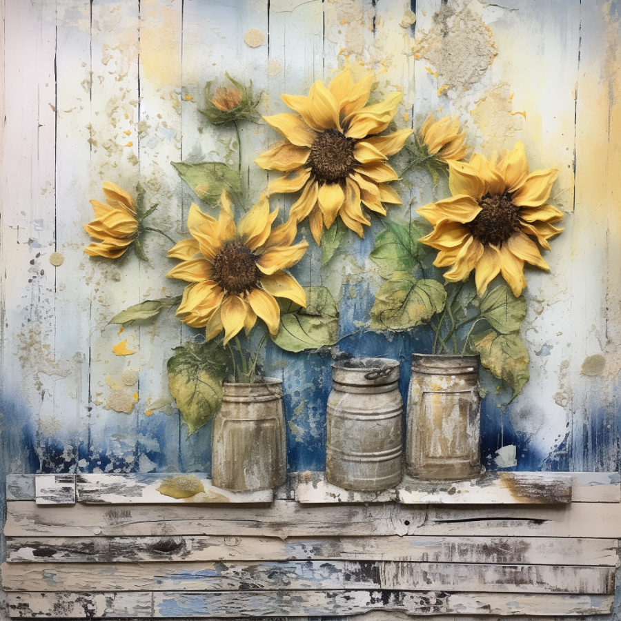 Floral Sunflower 10x10" Metal Wreath Sign - OAW-0106