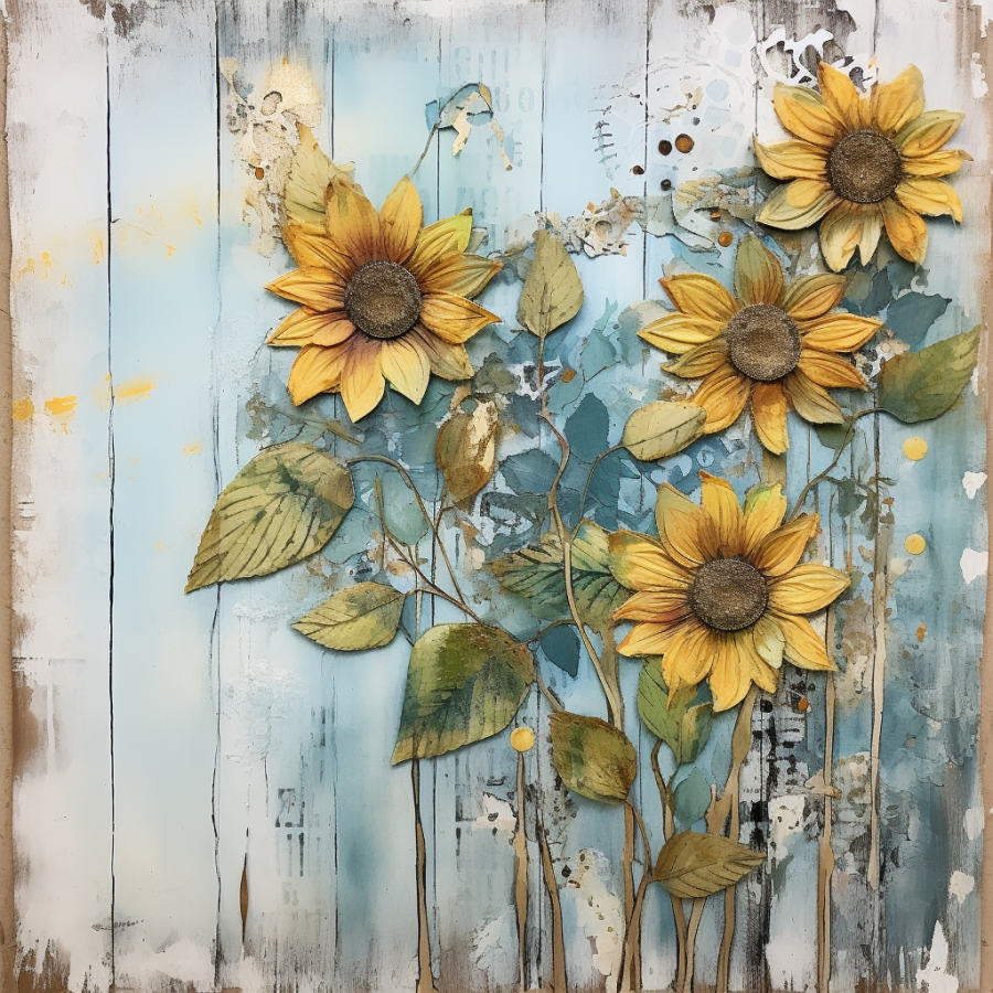 Floral Sunflower 10x10" Metal Wreath Sign - OAW-0107
