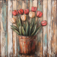 Thumbnail for Floral Sign, Tulips Sign, DCO-02348, Sign For Wreath, 10x10 Metal Sign