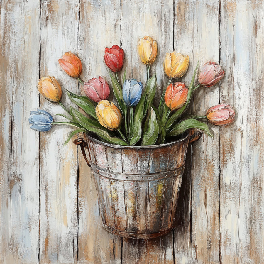 Floral Sign, Tulips Sign, DCO-02351, Sign For Wreath, 10x10 Metal Sign