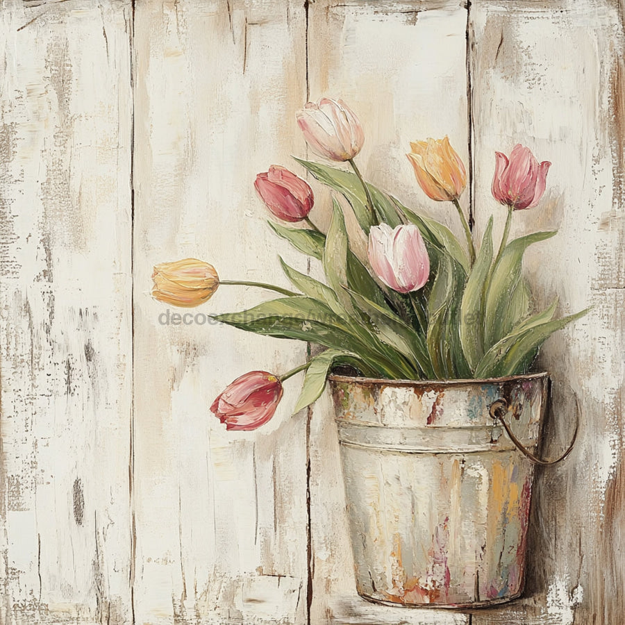 Floral Sign, Tulips Sign, DCO-02356, Sign For Wreath, 10x10 Metal Sign