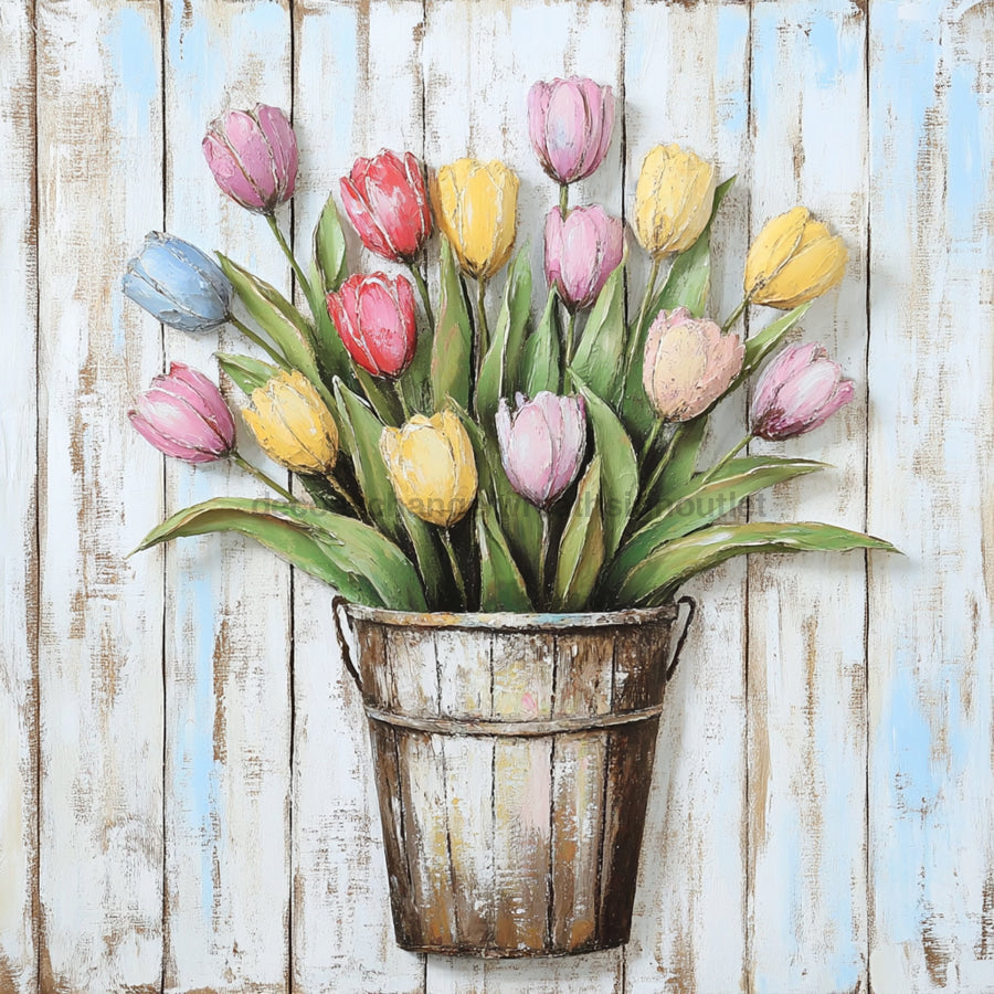 Floral Sign, Tulips Sign, DCO-02362, Sign For Wreath, 10x10 Metal Sign