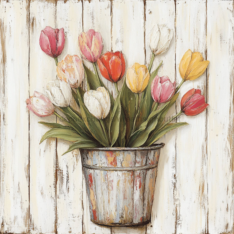 Floral Sign, Tulips Sign, DCO-02364, Sign For Wreath, 10x10 Metal Sign